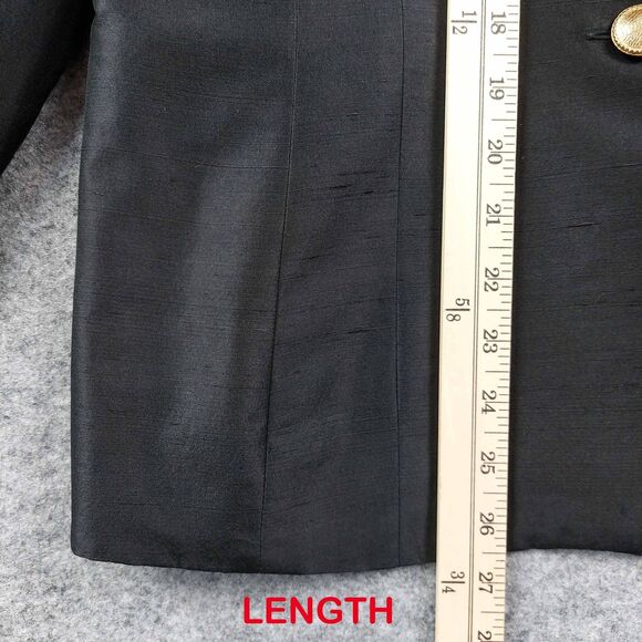 Hugo Buscati Blazer Womens 14 Black 100% Silk Jacket Dressy 2 Button Lined Suit - Picture 6 of 11